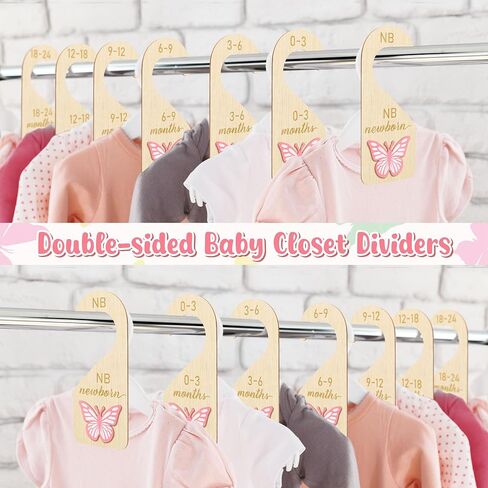 R HORSE 3D Wooden Baby Closet Dividers - 8Pcs Strawberry Baby Closet Organizer, Double-sided Newborn Clothes Size Hanger Dividers Nursery Decor Birthday Gift for Boys Girls, 0-24 Months in Kuwait