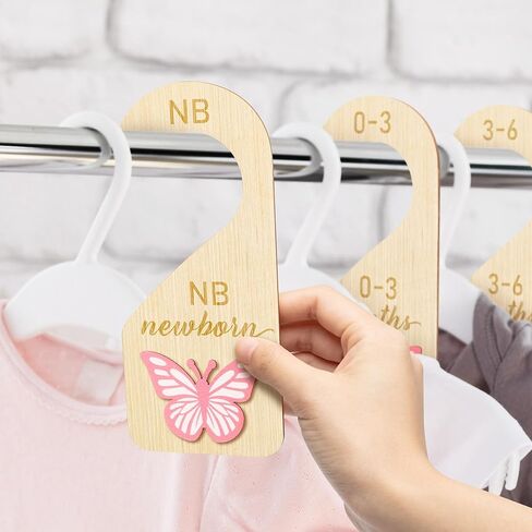 R HORSE 3D Wooden Baby Closet Dividers - 8Pcs Strawberry Baby Closet Organizer, Double-sided Newborn Clothes Size Hanger Dividers Nursery Decor Birthday Gift for Boys Girls, 0-24 Months in Kuwait