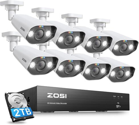 Zosi 32 Channel 4K Poe Security Camera System ، 32x 8MP Spotlight Complination Cameras Indoor Indoor ، Wace Person Camper in Kuwait