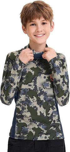 Bassdash Youth Upf 50+ قميص Hoodie Hoodie Camo مع Gaiter Quick Dry Long Sleeve Tee لصيد الصيد المشي لمسافات طويلة FS02Y in Saudi Arabia