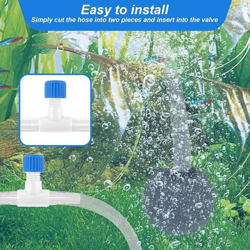 Aquarium Air Valve, 10 Pcs Aquarium Air Pump Control Valves T Shaped Single Way Plastic Air Flow Control Regulator Aquarium Air Pump Accessories for Fish Tank 3/16" ID Tubing (Black) in Kuwait