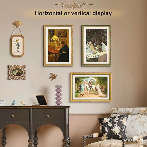 عتيقة 12x16 إطار الصورة ، إطارات صور ذهبية عتيقة مع شبكيات شبكي ، إطارات الصور المزخرفة عرض 8.5x11 مع حصيرة أو إطار 12x16 بدون ، جدار أو ديكور ، حزمة واحدة ، أخضر in Kuwait