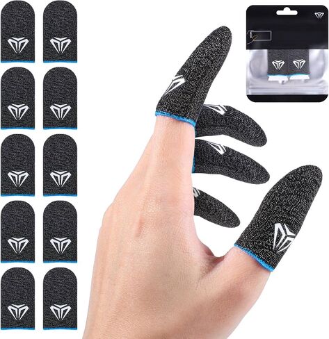 10 Pairs Finger Sleeve for Gaming, 0.3mm Fiber Anti Sweat E-Sports Finger Glove, Breathable Seamless Touchscreen Finger Cover Thumb Sleeve for PUBG Dedales, Fit All Touchscreen Devices(5 Color) in Kuwait