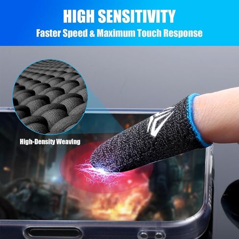 10 Pairs Finger Sleeve for Gaming, 0.3mm Fiber Anti Sweat E-Sports Finger Glove, Breathable Seamless Touchscreen Finger Cover Thumb Sleeve for PUBG Dedales, Fit All Touchscreen Devices(5 Color) in Kuwait