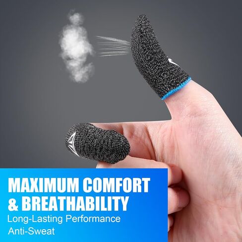 10 Pairs Finger Sleeve for Gaming, 0.3mm Fiber Anti Sweat E-Sports Finger Glove, Breathable Seamless Touchscreen Finger Cover Thumb Sleeve for PUBG Dedales, Fit All Touchscreen Devices(5 Color) in Kuwait