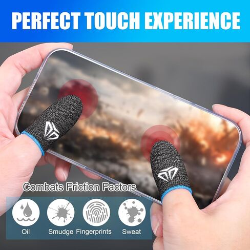 10 Pairs Finger Sleeve for Gaming, 0.3mm Fiber Anti Sweat E-Sports Finger Glove, Breathable Seamless Touchscreen Finger Cover Thumb Sleeve for PUBG Dedales, Fit All Touchscreen Devices(5 Color) in Kuwait