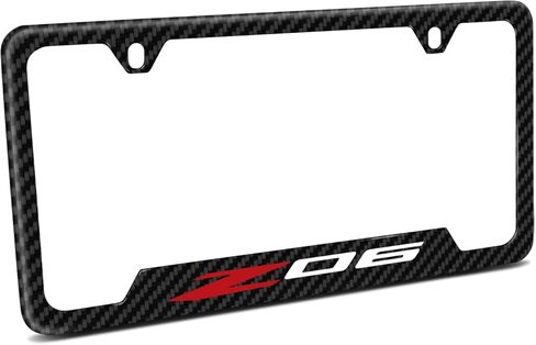 for Chevrolet Corvette C8 Z06 Black Carbon Fiber Texture ABS Plastic 50 States License Plate Frame is Official Licensed in Saudi Arabia