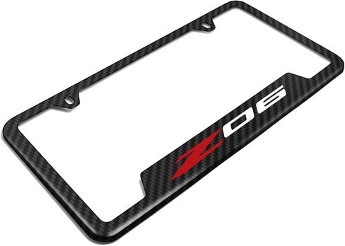 for Chevrolet Corvette C8 Z06 Black Carbon Fiber Texture ABS Plastic 50 States License Plate Frame is Official Licensed in Saudi Arabia