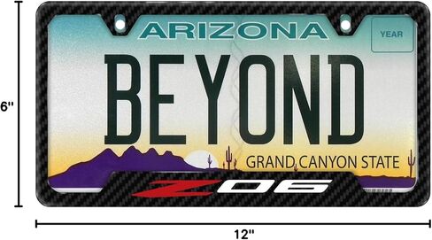 for Chevrolet Corvette C8 Z06 Black Carbon Fiber Texture ABS Plastic 50 States License Plate Frame is Official Licensed in Saudi Arabia