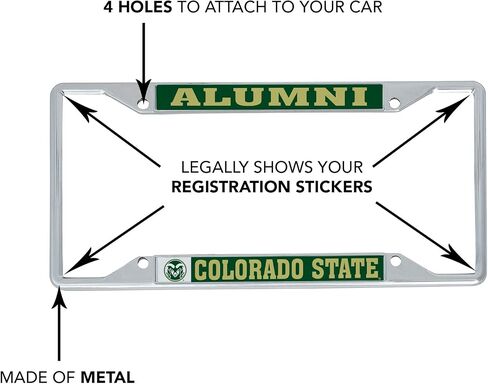 Desert Cactus Colorado State University Car Accessories Rams Metal License Plate Frame and Tag Holder for Front or Rear of Car (Alumni) in Saudi Arabia