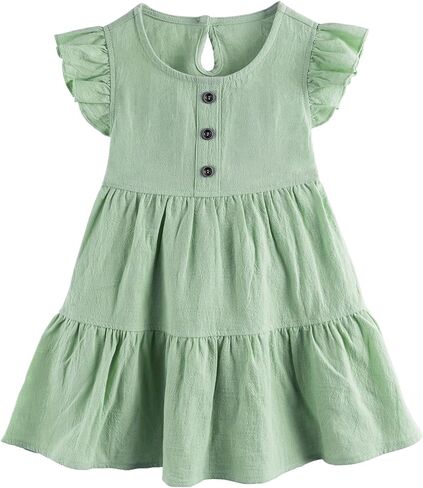 Miipat Toddler Girl Dress Ruffle Sleeveless Summer Cotton Dress Baby Girl Casual Party Dresses Kids Backless A-line Sundress in Kuwait
