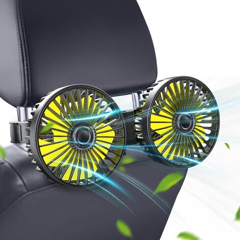 مروحة السيارة ، USB Car Seat Fans 3 سرعات الرياح القوية لمسند رأس السيارة والمقعد الخلفي 5 فولت تهوية هادئة قوية مع مقطع السيارات الكهربائية القابلة للتعديل للسيارات RV شاحنة سيارات الدفع الرباعي in Kuwait