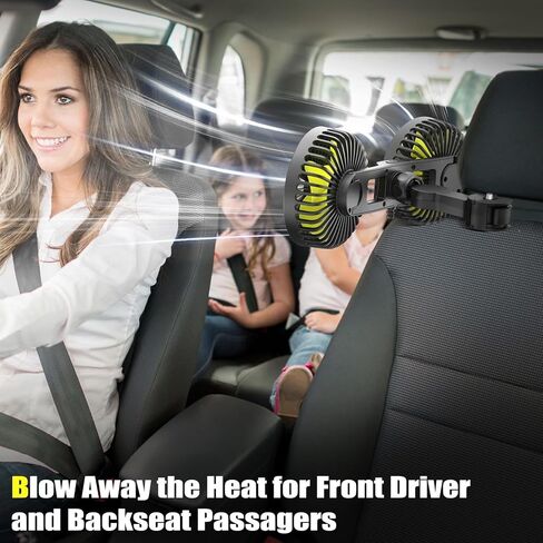 مروحة السيارة ، USB Car Seat Fans 3 سرعات الرياح القوية لمسند رأس السيارة والمقعد الخلفي 5 فولت تهوية هادئة قوية مع مقطع السيارات الكهربائية القابلة للتعديل للسيارات RV شاحنة سيارات الدفع الرباعي in Kuwait
