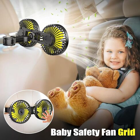 مروحة السيارة ، USB Car Seat Fans 3 سرعات الرياح القوية لمسند رأس السيارة والمقعد الخلفي 5 فولت تهوية هادئة قوية مع مقطع السيارات الكهربائية القابلة للتعديل للسيارات RV شاحنة سيارات الدفع الرباعي in Kuwait