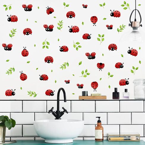 Cute Insect Wall Decals Small Ladybug Wall Stickers Ladybug Window Clings Funny Bug Window Decals Cartoon Animal Wall Stickers Peel and Stick Insect Stickers for Kids Room Playroom Nursery Decor in Saudi Arabia