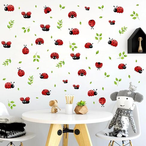 Cute Insect Wall Decals Small Ladybug Wall Stickers Ladybug Window Clings Funny Bug Window Decals Cartoon Animal Wall Stickers Peel and Stick Insect Stickers for Kids Room Playroom Nursery Decor in Saudi Arabia
