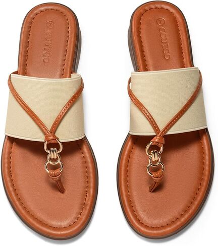 Coutgo Womens Flip Flops Wedge Sandals Dressy Beach Summer Flats Comfortable Slip on Stretch Slippers Shoes in Saudi Arabia