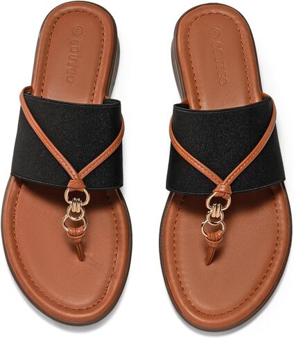 Coutgo Womens Flip Flops Wedge Sandals argy Beach Flats Summer Summer Slip على أحذية النعال الممتدة in Kuwait