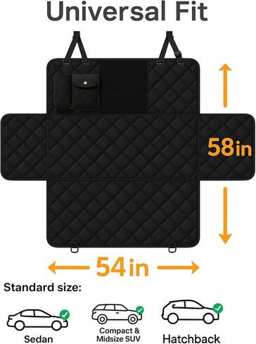 غطاء مقعد السيارة المقاوم للماء للمقعد الخلفي: مناسب للكلاب الصغيرة والكبيرة ، والأرجوحة ذات الحجم الكبير وحامي الحيوانات الأليفة ، وحامي المقعد الخلفي للسيارات (أحمر ، قياسي (54 "W × 58" لتر))) in Kuwait
