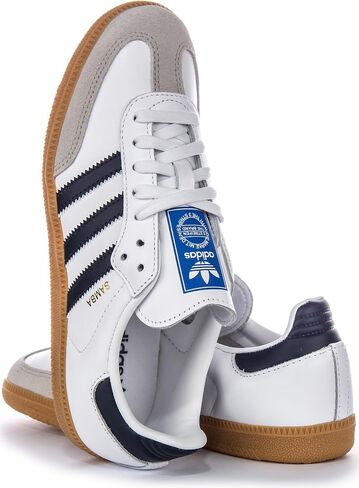 adidas Samba Og Men's 3-Stripes Retro Contrast 70S Trainers (White Navy, US 4) in Saudi Arabia