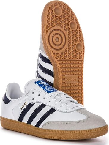 adidas Samba Og Men's 3-Stripes Retro Contrast 70S Trainers (White Navy, US 4) in Saudi Arabia