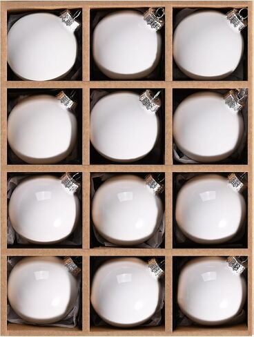WDS WONDROUS 12Pcs White Christmas Ball Ornaments, 2.36" Matte and Shiny Glass Ornaments Set for Xmas Tree Decoration, DIY Christmas Ball Set for Kids and Adults in Saudi Arabia