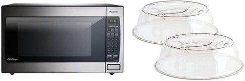 Panasonic Oven with Cyclonic Wave Inverter Technology, 1250W, 2.2 cu.ft. Countertop Microwave (Stainless Steel/Silver), Stainless & Nordic Ware Splatter Microwave Cover, 10-Inch (Pack of 2), Clear in Saudi Arabia