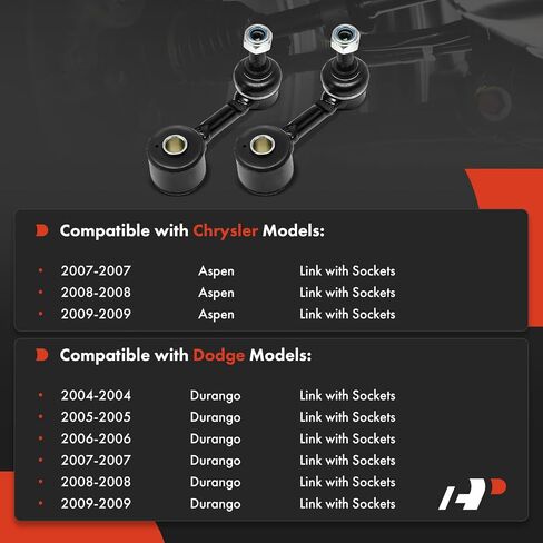 A-Premium 2 x Rear Sway Bar Links Stabilizer Bar Links, Compatible with Dodge Durango 2004-2009 & Chrysler Aspen 2007-2009, Link with Sockets in Saudi Arabia