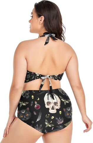 MNSRUU Plus Size Women's Bikini Sets Skull and Flower Bikini Sets for Women High Waisted Sexy Bikini Swimsuits in Kuwait