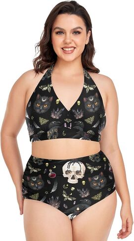 MNSRUU Plus Size Women's Bikini Sets Skull and Flower Bikini Sets for Women High Waisted Sexy Bikini Swimsuits in Kuwait