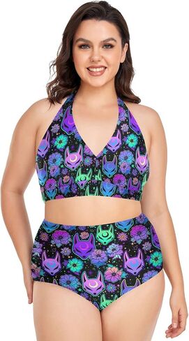 MNSRUU Plus Size Women's Bikini Sets Skull and Flower Bikini Sets for Women High Waisted Sexy Bikini Swimsuits in Kuwait