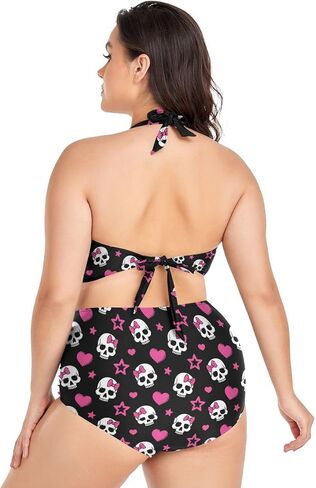 MNSRUU Plus Size Women's Bikini Sets Skull and Flower Bikini Sets for Women High Waisted Sexy Bikini Swimsuits in Kuwait