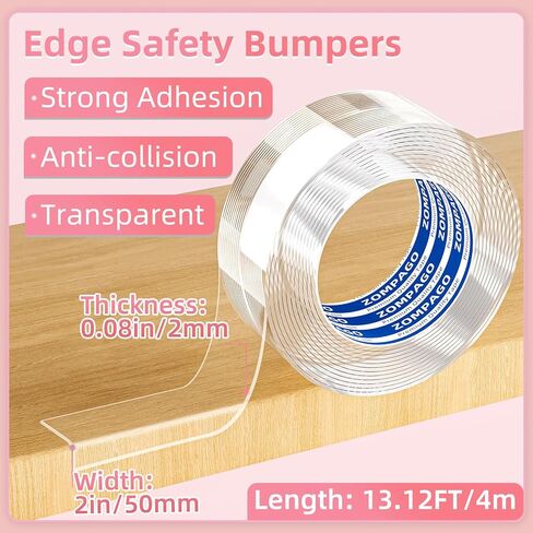 Clear Soft Corner Protectors for Furniture Strip,2 Roll Sharp Edge & Table Bumper,Window Edge,Wall Protector,Soft Corner Guards Safe for Proof,Table Corner Protectors in Family, 0.8in x6.56FT in Kuwait