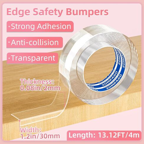 Clear Soft Corner Protectors for Furniture Strip,2 Roll Sharp Edge & Table Bumper,Window Edge,Wall Protector,Soft Corner Guards Safe for Proof,Table Corner Protectors in Family, 0.8in x6.56FT in Saudi Arabia