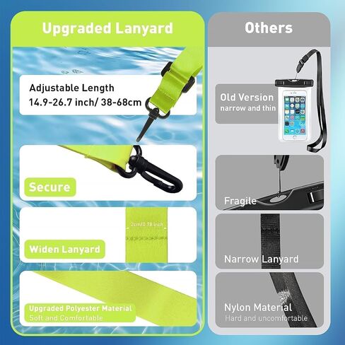 Marine IP68 Waterproof Phone Pouch, Floating Waterproof Phone Dry Bag Compatible with iPhone 15 Pro Max/ 14 Pro Max/ 13 Pro Max/ 12/ S24 Up to 7", Detachable Lanyard, 1 Pack- Green in Saudi Arabia