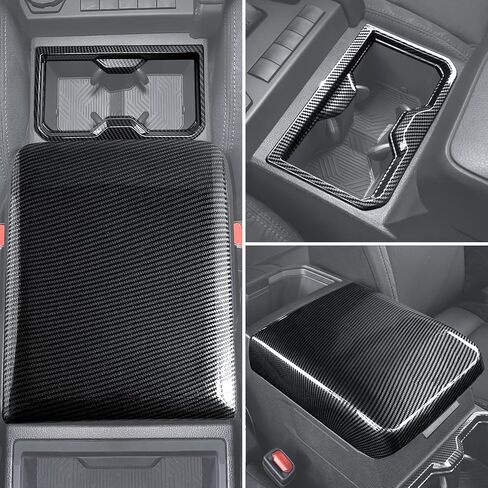 غطاء مسند ذراع وحدة التحكم المركزية وغطاء حامل الكأس الأمامي مناسب ل Tacoma Gen 4th (2024-2025) - تثبيت القشر والعصا - ألياف الكربون الهيدروغرافية - لعام 2025 2024 تاكوما الملحقات - 2 pcs in Kuwait