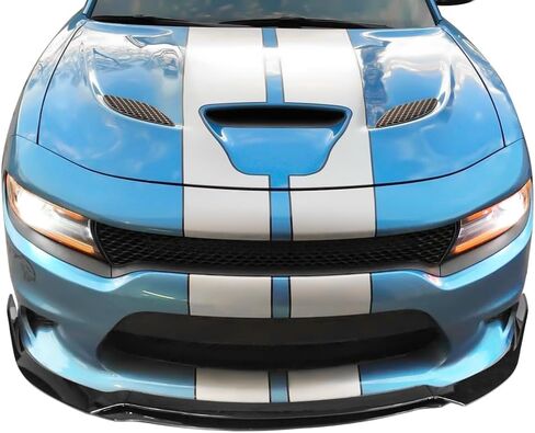 IKON MOTORSPORTS, Front Bumper Lip Compatible with 2015-2023 Dodge Charger SRT, V3 Style ABS Matte Black Front Splitter Lower Protector 4PC, 2016 2017 2018 2019 in Saudi Arabia