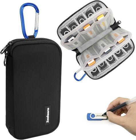 حالة محرك أقراص فلاش USB مع تسميات ، فتحتين منظمات USB ، حامل عصا USBS ، حالة تخزين USBS ، منظم USB ، حقيبة محرك الإبهام ، متوافقة مع Samsung/Sandisk/Jump Drive ، إلخ ، Black in Kuwait
