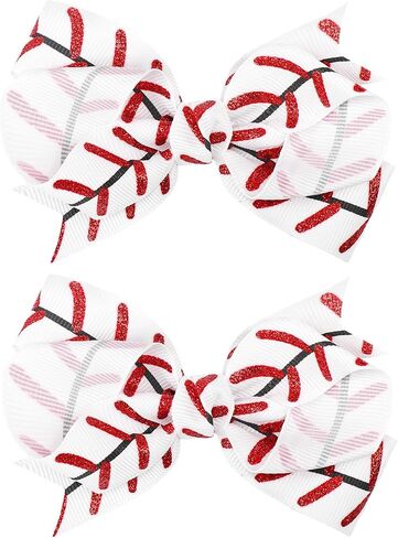 YanJie 2PCS 4'' Football Hair Clips Party Glitter Ribbon Hair Accessories Women Sports Theme Party Game Costume Football Outfit in Saudi Arabia