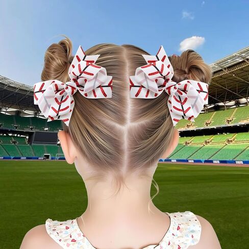 YanJie 2PCS 4'' Football Hair Clips Party Glitter Ribbon Hair Accessories Women Sports Theme Party Game Costume Football Outfit in Saudi Arabia