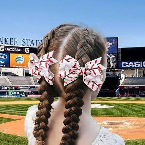 YanJie 2PCS 4'' Football Hair Clips Party Glitter Ribbon Hair Accessories Women Sports Theme Party Game Costume Football Outfit in Saudi Arabia
