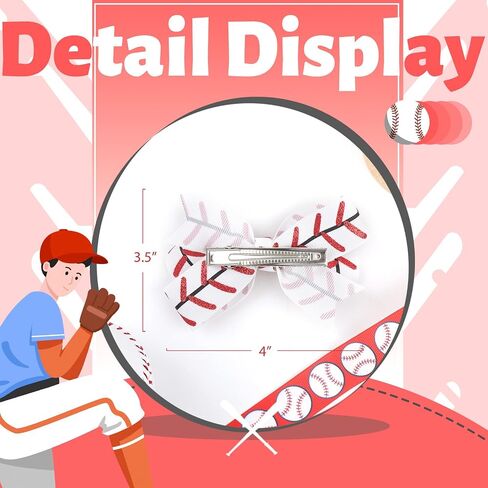 YanJie 2PCS 4'' Football Hair Clips Party Glitter Ribbon Hair Accessories Women Sports Theme Party Game Costume Football Outfit in Saudi Arabia