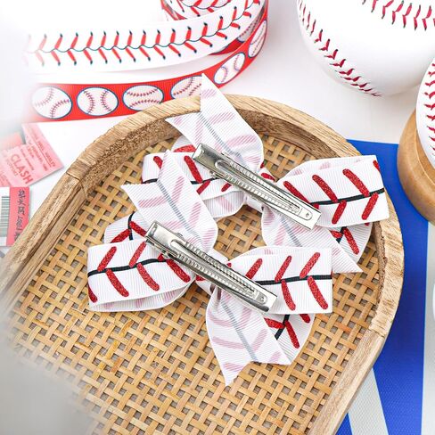YanJie 2PCS 4'' Football Hair Clips Party Glitter Ribbon Hair Accessories Women Sports Theme Party Game Costume Football Outfit in Saudi Arabia