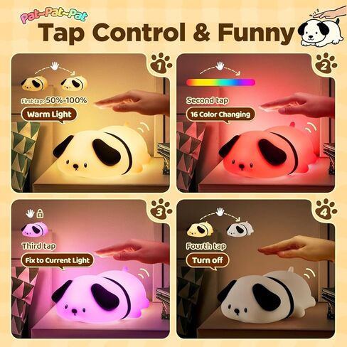 One Fire Dog Night Light for Kids, 16 Color Changing Soft Silicone Baby Night Light for Nursery, Dimmable Cute Lamp, Portable Recharge Kids Lamp Gift for Girls or Boys, Toddler Room Decor. in Kuwait