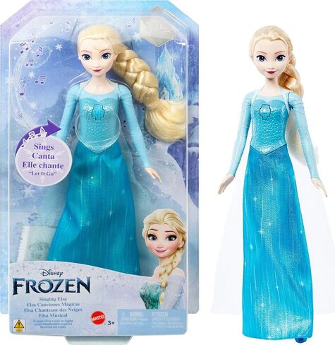 Mattel Disney Frozen Toys ، يغني دمية إلسا في ملابس مميزة ، يغني "Let It Go" من فيلم Disney Frozen in Saudi Arabia