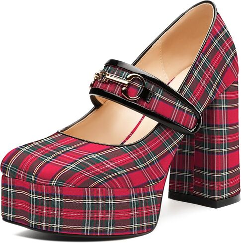 أحذية Merrori Mary Jane للنساء منصة عالية مكتنزة Square Toe Tee Heels Patent Leather Fashion Single Strap Dress Party Party Party Shoes in Kuwait