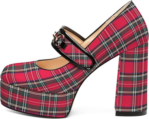 أحذية Merrori Mary Jane للنساء منصة عالية مكتنزة Square Toe Tee Heels Patent Leather Fashion Single Strap Dress Party Party Party Shoes in Kuwait