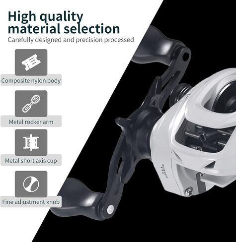 Fishing Reel SW Baitcast Baitcasting Reel Right Hand 7.2:1 Gear Ratio 22lb Max Drag 0.49lb Weight Metal Spool and Handle for Saltwater and Freshwater Bass in Saudi Arabia