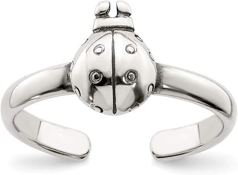 Solid 925 Sterling Silver Antiqued Ladybug Toe Ring in Saudi Arabia