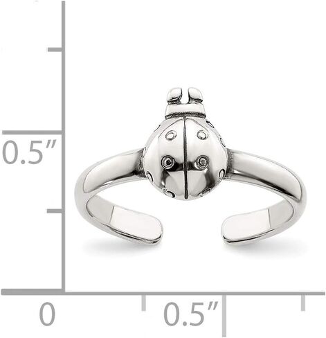 Solid 925 Sterling Silver Antiqued Ladybug Toe Ring in Saudi Arabia